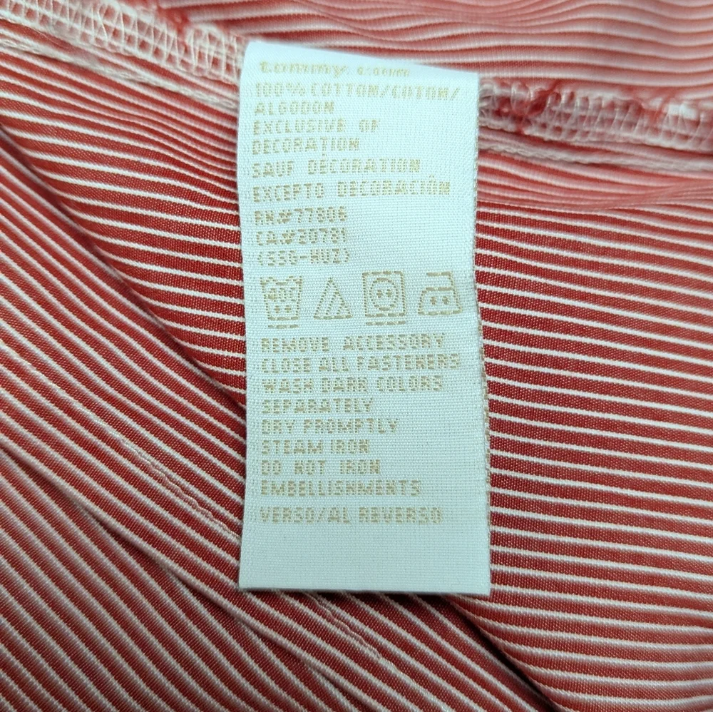 Vintage Y2K Red And White Striped Button Down By Tommy Hilfiger Size L - Picture 5 of 7